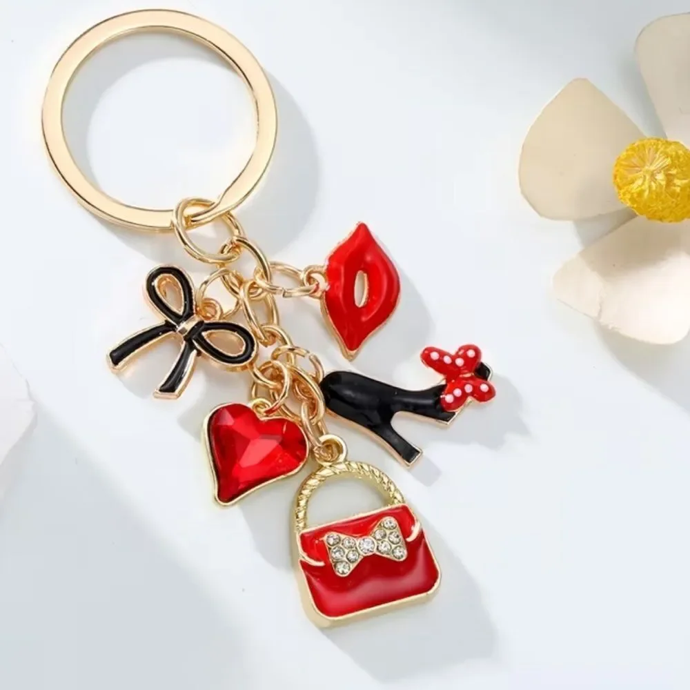 Chic Gold and Red Charm Key Holder